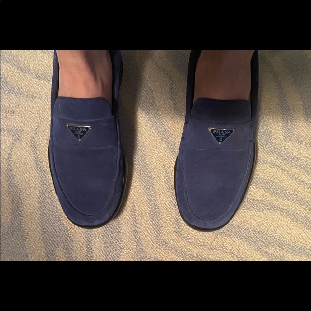 Prada NWOT blue suede loafers size 5 1/2